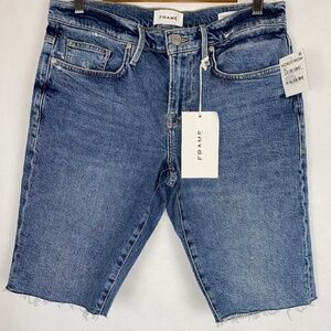 NWT Frame L’Homme Cut Off Denim Shoredale Rips Mid-Rise Blue Jean Shorts 30 NEW